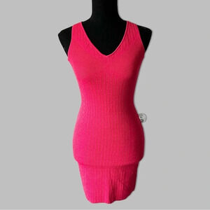 Guess V Neck Sleeveless Knitted  Bodycon Dress